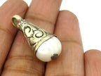 1 pendant - Small petite size Tibetan natural cultured pearl capped charm pendant from Nepal -PM457