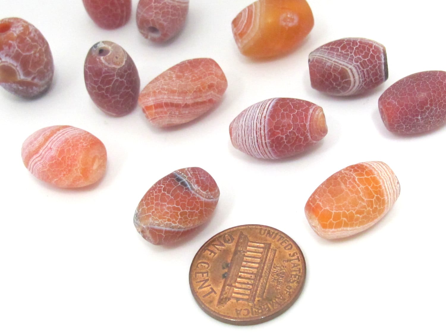 4 Beads - Thick cylindrical dragon agate gemstone bead - GM389D