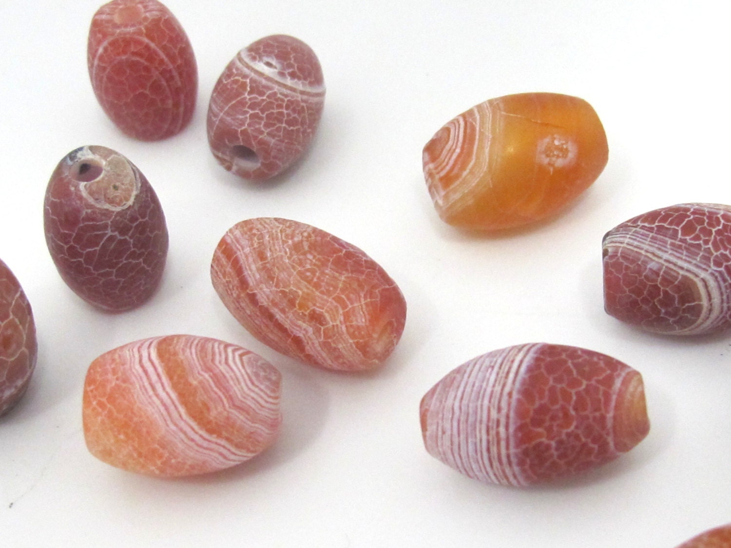 4 Beads - Thick cylindrical dragon agate gemstone bead - GM389D