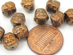 4 Beads - Laughing Buddha coppery brown color plated hematite gemstone beads 8 mm - BD878