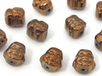 4 Beads - Laughing Buddha coppery brown color plated hematite gemstone beads 8 mm - BD878