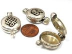 1 Pendant - Tibetan silver Ghau prayer box Om with endless knot small size pendant -- PM459