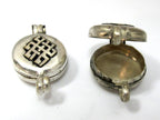 1 Pendant - Tibetan silver Ghau prayer box Om with endless knot small size pendant -- PM459