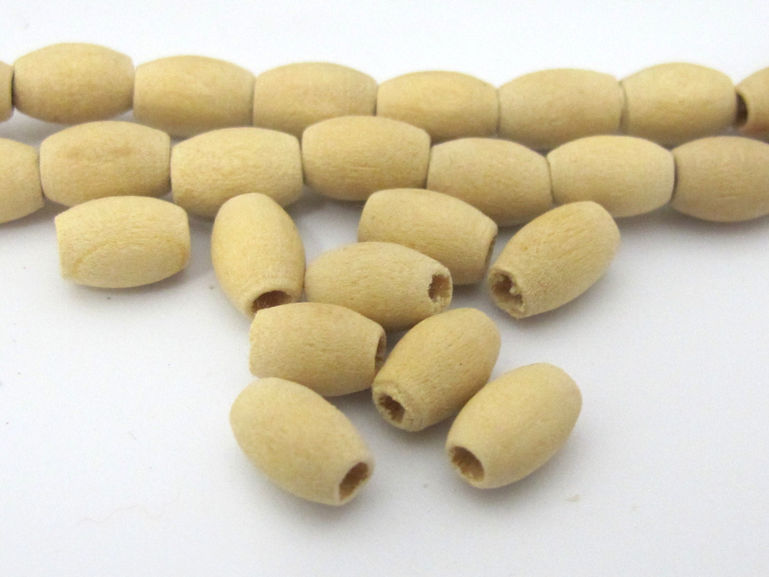 80 wooden beads strand- Tibetan Light weight tan color wooden mala making beads from Nepal 7- 8 mm long -NB148s