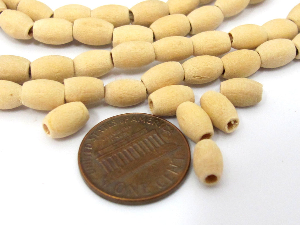 80 wooden beads strand- Tibetan Light weight tan color wooden mala making beads from Nepal 7- 8 mm long -NB148s