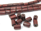 20 wooden beads - Tibetan burgandy wine color wooden beads from Nepal 6-7 mm long -NB149