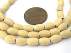 80 wooden beads strand- Tibetan Light weight tan color wooden mala making beads from Nepal 7- 8 mm long -NB148s