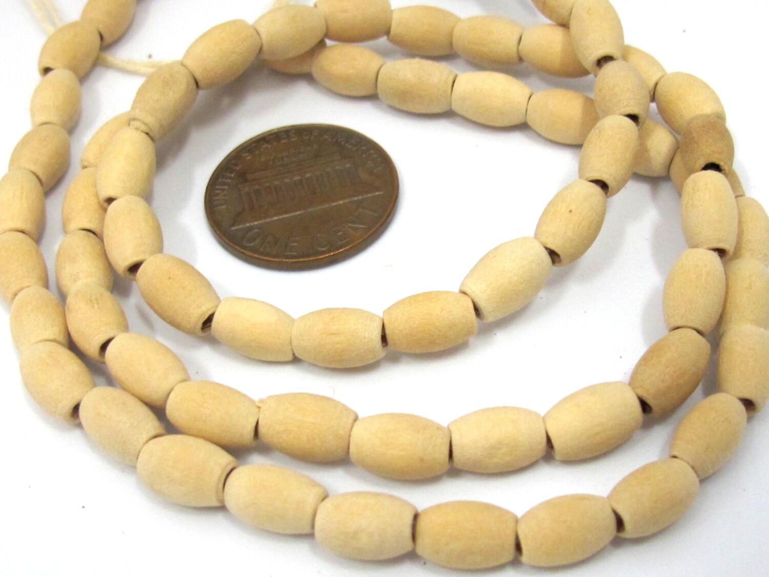 80 wooden beads strand- Tibetan Light weight tan color wooden mala making beads from Nepal 7- 8 mm long -NB148s