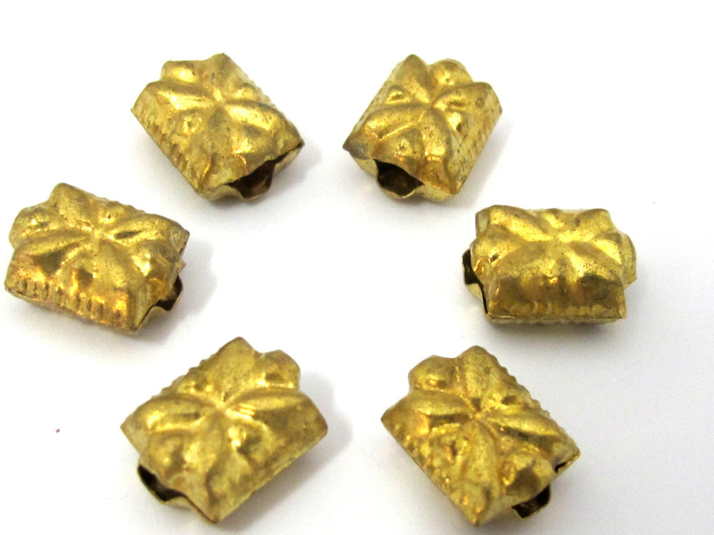 4 Beads - Light weight brass beads antiqued gold color from Nepal- BD880