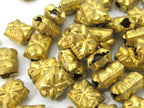 4 Beads - Light weight brass beads antiqued gold color from Nepal- BD880