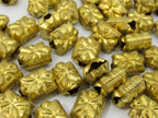 4 Beads - Light weight brass beads antiqued gold color from Nepal- BD880