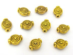 10 Beads - Small size concentric circles design antiqued gold tone metal beads 8 x 10 mm - BD883