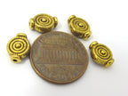 10 Beads - Small size concentric circles design antiqued gold tone metal beads 8 x 10 mm - BD883
