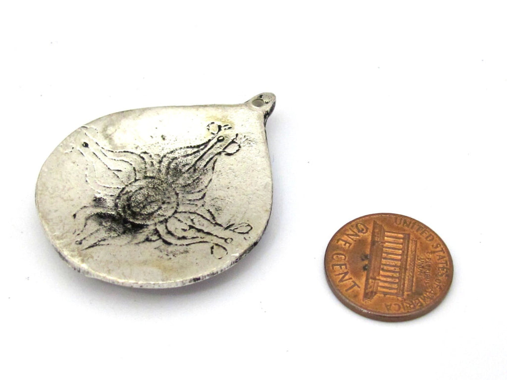 1 Pendant - Tibetan silver Om mantra lotus flower pendant from Nepal - CP110