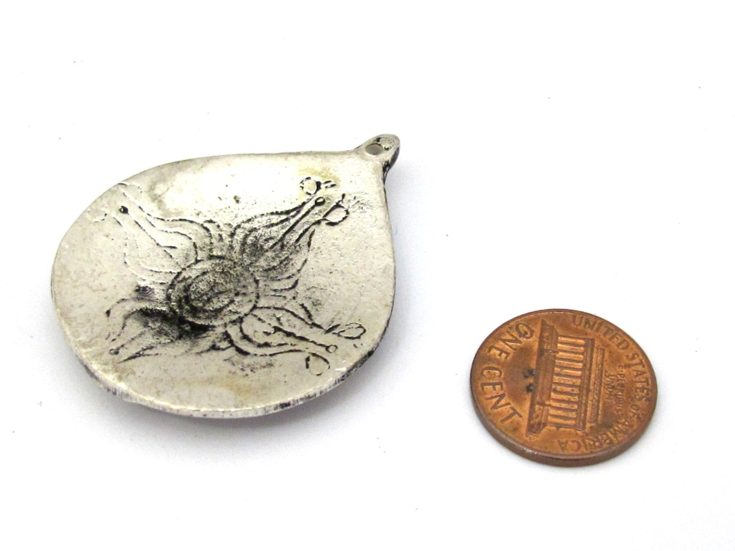 1 Pendant - Tibetan silver Om mantra lotus flower pendant from Nepal - CP110