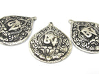 1 Pendant - Tibetan silver Om mantra lotus flower pendant from Nepal - CP110