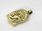 Tibetan Solid Brass Buddha Pendant – Floral Carving on Reverse | Nepal Brass Focal Pendant – PM464