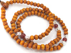 108 brown color wooden mala Bead supplies with Guru Bead - 6 mm size mala making beads - ML054