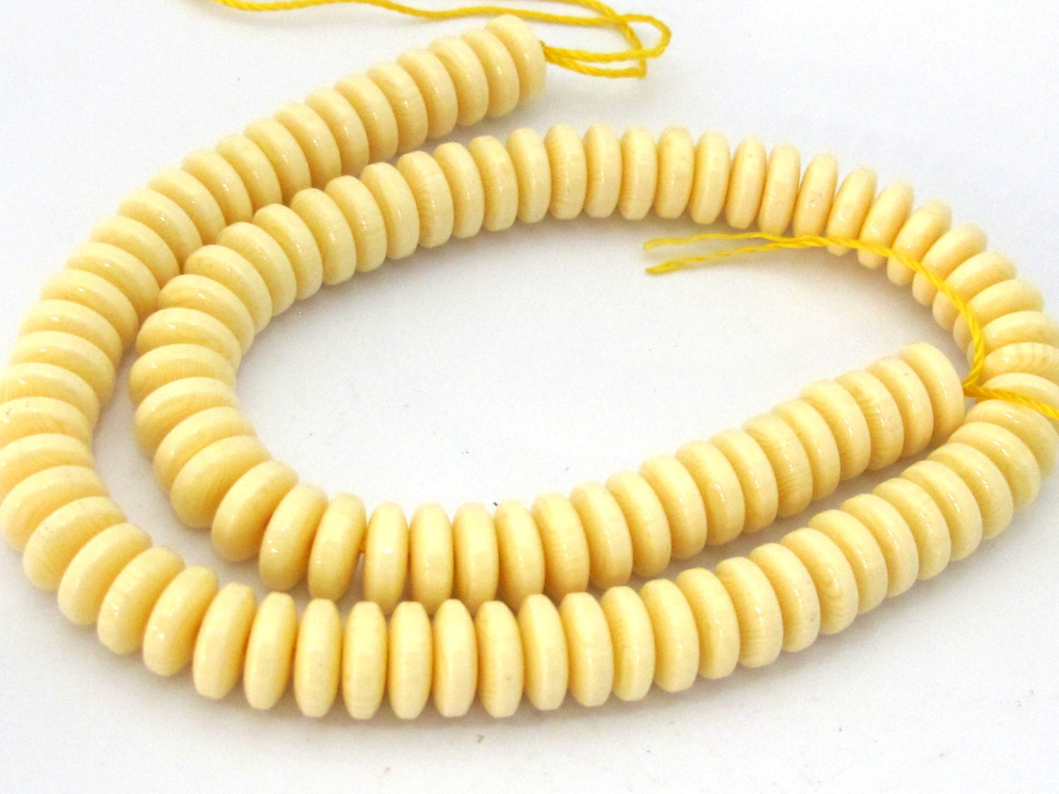 1 Full Strand 15 inches - Rondelle abacus flat disc white color resin beads full strand 10 mm - BD886