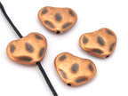 6 Beads - Heart shape copper finish hammered style beads 16 mm x 13 mm - BD889