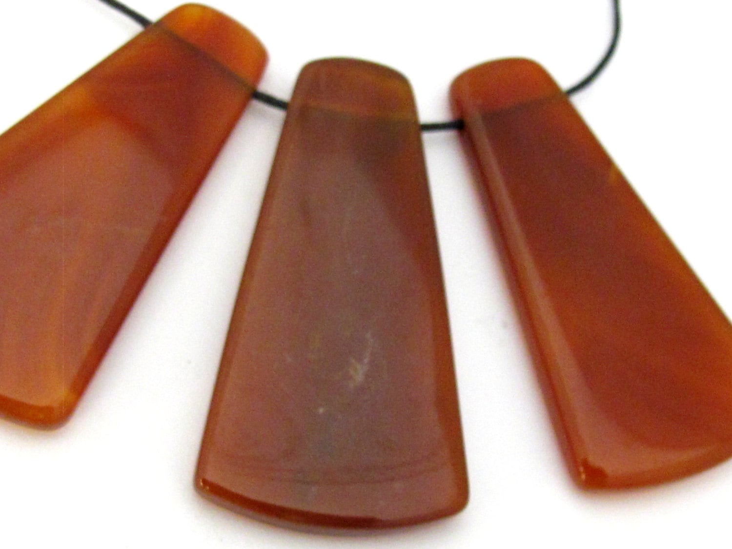 Long trapezoid axe shape carnelian agate gemstone pendant bead - GM054
