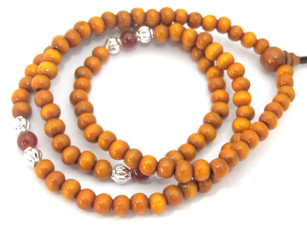 108 brown color wooden mala Bead supplies with Guru Bead - 6 mm size mala making beads - ML054