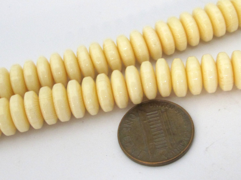 1 Full Strand 15 inches - Rondelle abacus flat disc white color resin beads full strand 10 mm - BD886