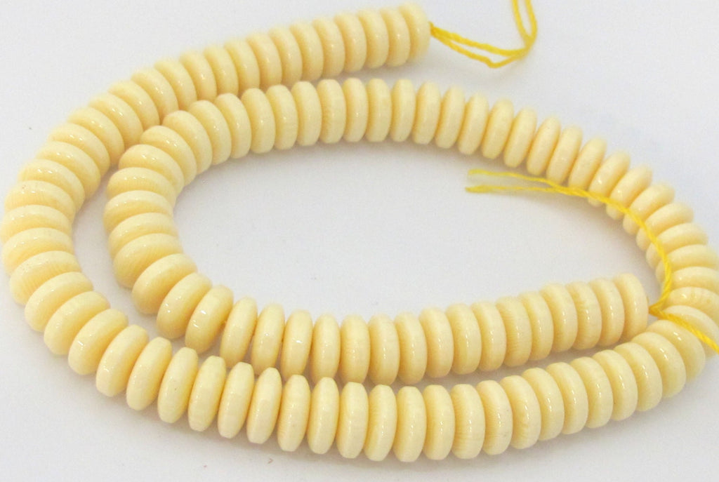 1 Full Strand 15 inches - Rondelle abacus flat disc white color resin beads full strand 10 mm - BD886