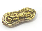 1 Bead - Large reversible Tibetan Lizard carved Brass bead from Nepal - jewelry making supplies - BD887