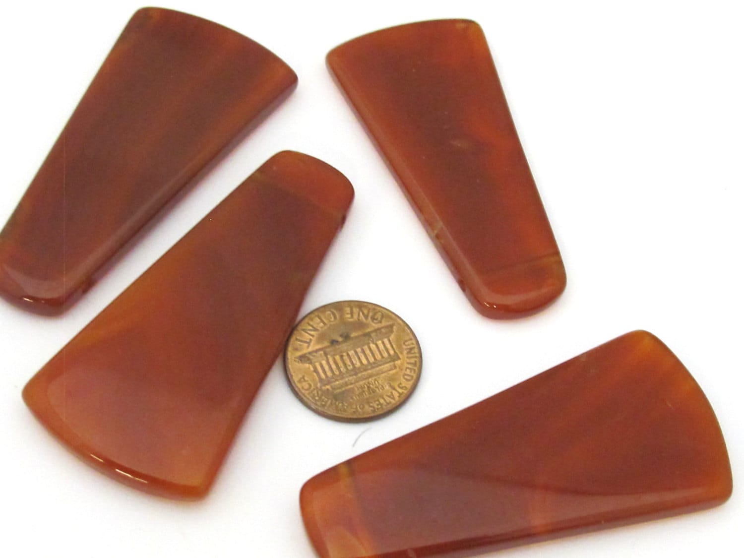 Long trapezoid axe shape carnelian agate gemstone pendant bead - GM054