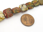 10 Beads - Picasso Colorful Jasper nature art square shape beads 12 mm -10 beads - GM392