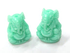 2 BEADS - Aqua Blue Green resin seated Ganesha pendant bead 20 mm x 15 mm - BD784K