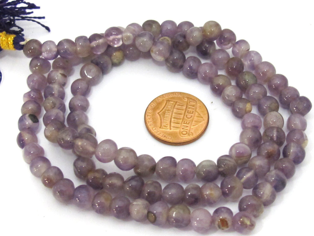 108 amethyst beads - Amethyst gemstone beads 6 -7 mm mala making supplies from Nepal - ML055