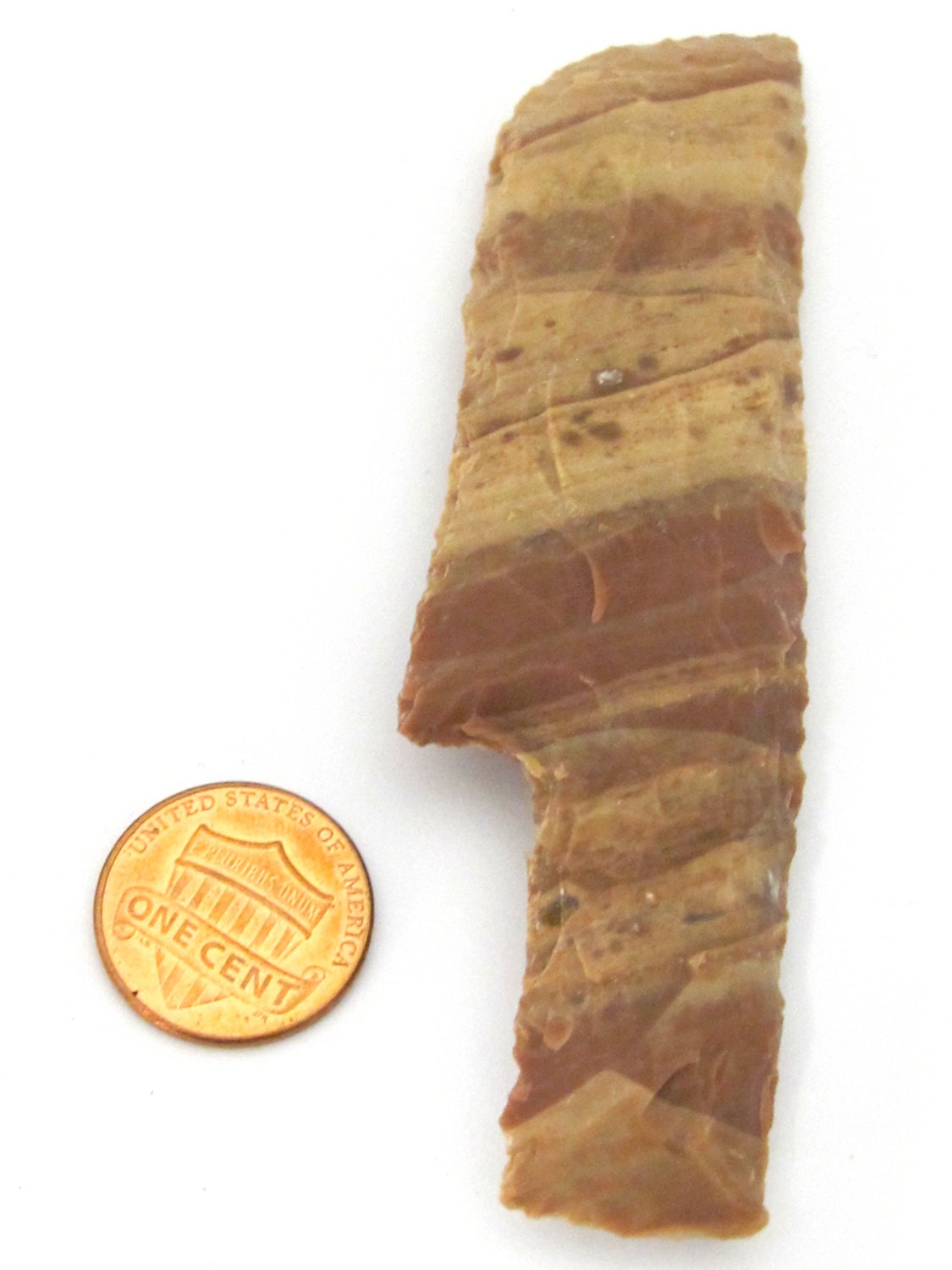 1 piece - Beautiful large 4 inches hand carved banded agate knife shape gemstone - SP051A