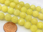 10 BEADS - Faceted yellow dyed jade gemstone beads 10 mm - GM394