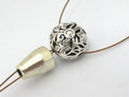 1 Guru bead set - Tibetan silver 3 hole oval shape floral design Guru bead with column bead - GB039