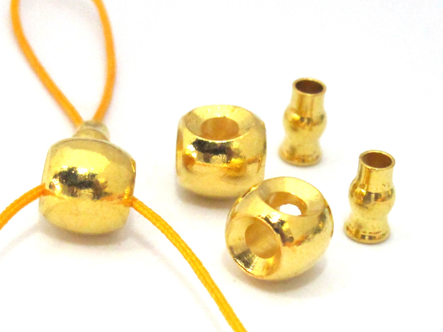 3 SETS - 3 hole Guru Bead gold tone plated with column bead - GB040s