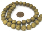 1 strand - 36 beads - 10 mm size - Beautiful Metallic Gold color druzy agate round beads - GM395