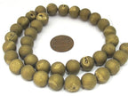 1 strand - 36 beads - 10 mm size - Beautiful Metallic Gold color druzy agate round beads - GM395