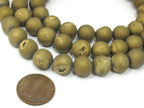 1 strand - 36 beads - 10 mm size - Beautiful Metallic Gold color druzy agate round beads - GM395