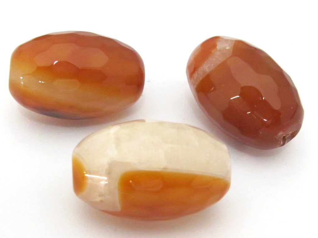2 Beads - Faceted Large size agate quartz cylinder gemstone pendant bead - GM397
