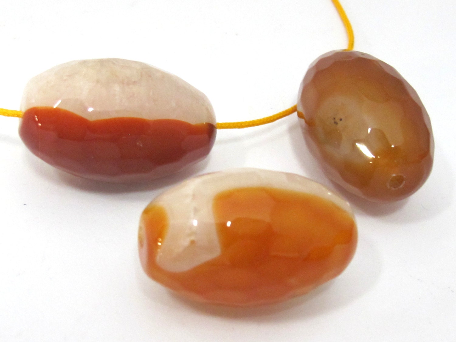 2 Beads - Faceted Large size agate quartz cylinder gemstone pendant bead - GM397