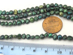 1 Full strand -Peacock green freshwater pearl beads 15 inches strand - 4 - 5 mm size - PL031