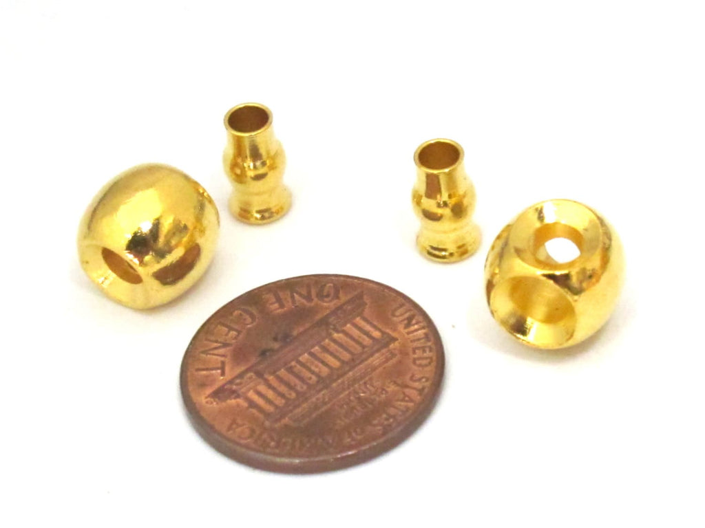3 SETS - 3 hole Guru Bead gold tone plated with column bead - GB040s