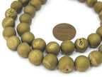 1 strand - 36 beads - 10 mm size - Beautiful Metallic Gold color druzy agate round beads - GM395
