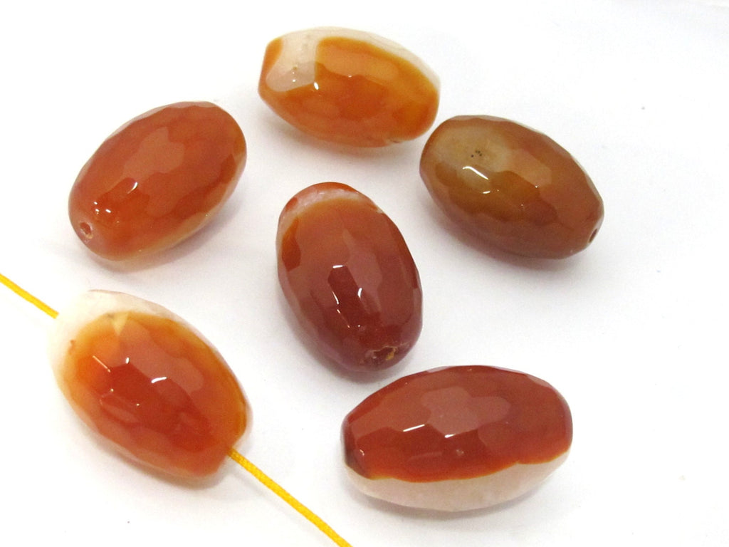 2 Beads - Faceted Large size agate quartz cylinder gemstone pendant bead - GM397