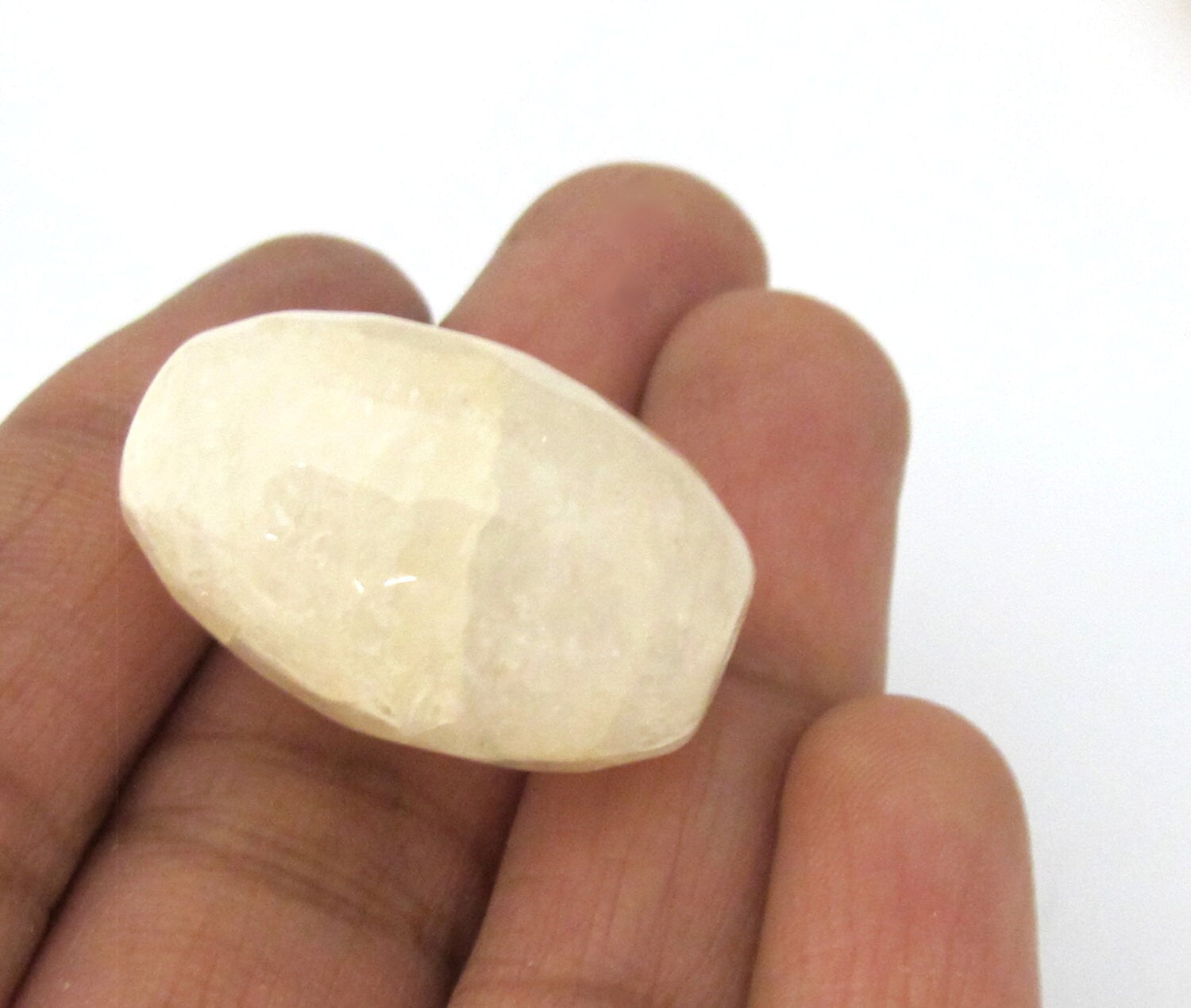 2 Beads - Faceted Large size white agate quartz cylinder gemstone pendant bead - GM398