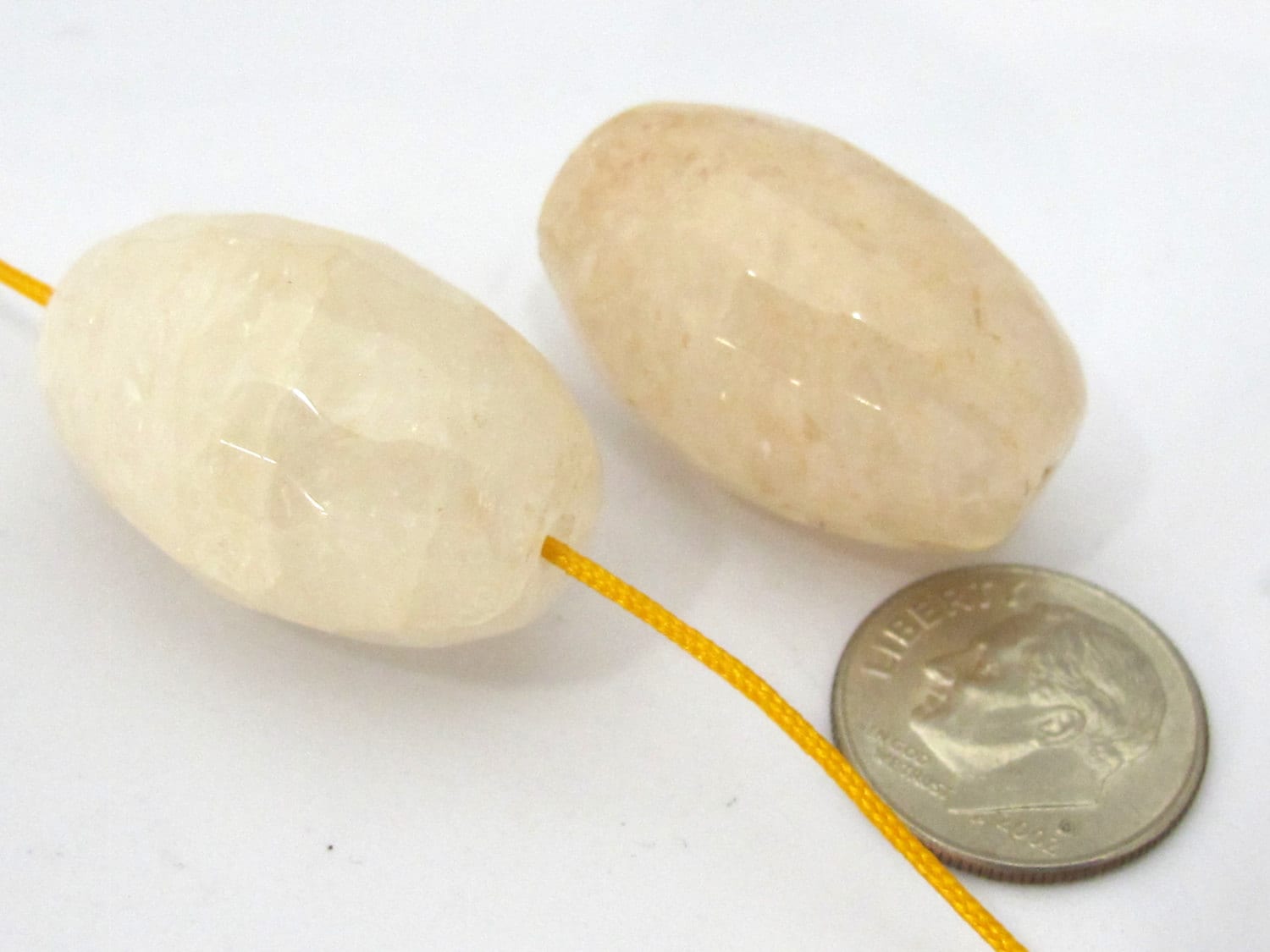 2 Beads - Faceted Large size white agate quartz cylinder gemstone pendant bead - GM398
