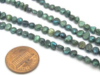 1 Full strand -Peacock green freshwater pearl beads 15 inches strand - 4 - 5 mm size - PL031
