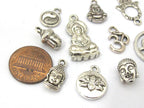 10 charms set - Antiqued silver color Buddha om charms beads supplies set - assorted charms - nepalbeadshop jewelry supplies - CM181